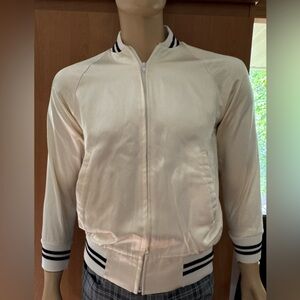 Cream Satin Bomber Jacket